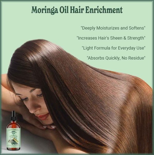 Natural Born Oils Moringa Oil, 16 oz, Organic, Cold‑Pressed, Nutrient‑Rich, Enhances Skin Softness & Hair Shine