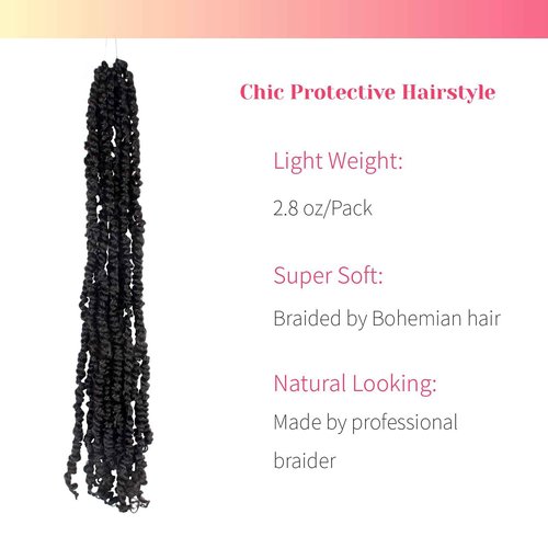 BOHOBABE Pre-twisted Passion Twist Crochet Hair 24 Inch Pre-looped Long Crochet Braiding Hair 8 Packs Soft Bohemian Twists (1B)