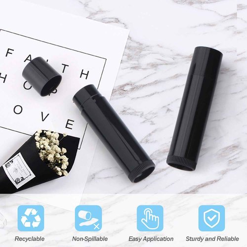 150 Pcs 5.5g Twist-up Lip Balm Tubes,Empty Plastic Chapstick Containers Rotatable Deodorant Sample Containers for DIY Lipsticks,Lip Gloss,Homemade Solid Perfume,Suitable for Filling Tray,Black