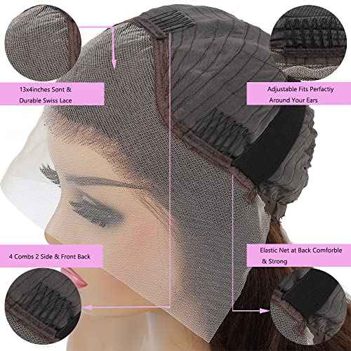 99J Burgundy Wine Red Color Body Wave 13x4 HD Lace Front Glueless Wigs Human Hair Pre Plucked Bleached Knots with Baby Hair Wigs Brazilian Human Hair Natural Hairline Wigs for Women(24Inch)