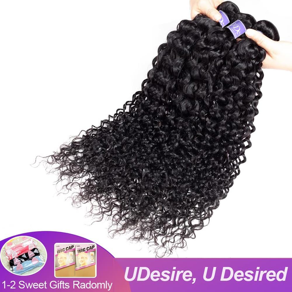 Curly Bundles Human Hair 3 Bundles 12A Grade Virgin Hair Weave Bundles Jerry Curly Wave 100% Unprocessed Hair Extensions Natural Black Color 18 20 22 inch 285g/pc