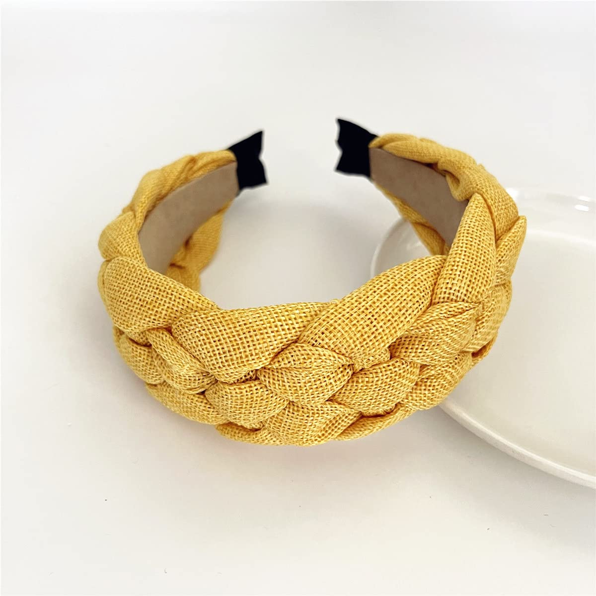 QTMY Braided Knotted Headband for Women,Boho Hippie Headband Hair Hoop Accessories Headwear Jewelry,725-23 (Yellow)