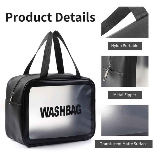 Miss or Miss Travel Wash Toiletry Bag for Women Men, Translucent Waterproof Makeup Cosmetic Bag Travel Organizer for Accessories, Toiletries,Set of 3,Black
