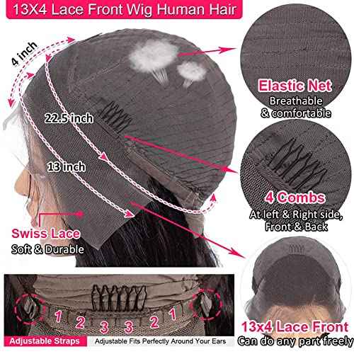JIETAI 13X4 HD Lace Front Wigs Human Hair Pre Plucked with Baby 180% Density Brazilian Curly Wave for Black Women 9A Glueless frontal Natural Color (26 Inch)