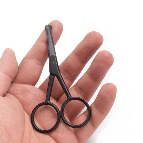 Yutoner Premium Manicure Rounded Tip Scissors Multi-purpose Stainless Steel Cuticle Pedicure Beauty Grooming Shears for Nail, Eyebrow, Eyelash, Dry Skin, Nose Hair (Black 4 Inch)