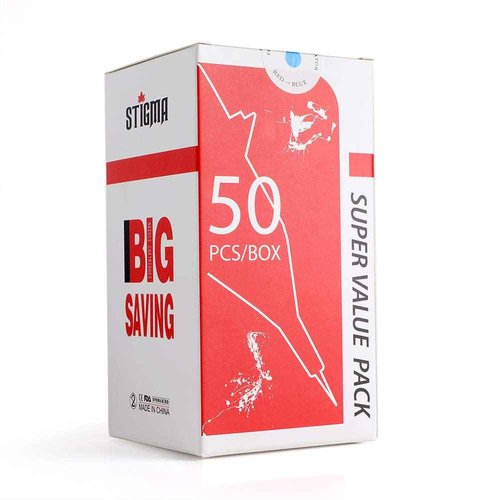 STIGMA #10(15RM) Bugpin Disposable Tattoo Needle Cartridges with Membrane Safety Cartridges for Tattoo Artists Curved/Round Magnum Shader Soft Edge 50Pcs Super Value Pack EN05-50-1015RM