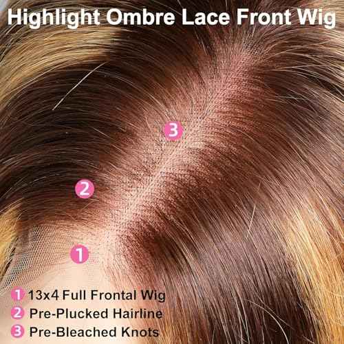 NVL Lace Front Wigs Human Pre Plucked with Baby Hair 200 Density 13x4 HD Transparent Straight Lace Front Wigs for Women Human Hair Glueless (4/27 highlight deep wave lace front wig, 24 Inch)