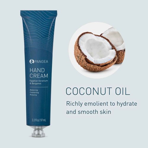 Pangea Organics - Natural Egyptian Geranium + Bergamot Hand Cream | Vegan, Non-Toxic, Fast-Absorbing & Hydrating | Clean Beauty in Sustainable Aluminum Tube (3.3 oz | 97 ml)