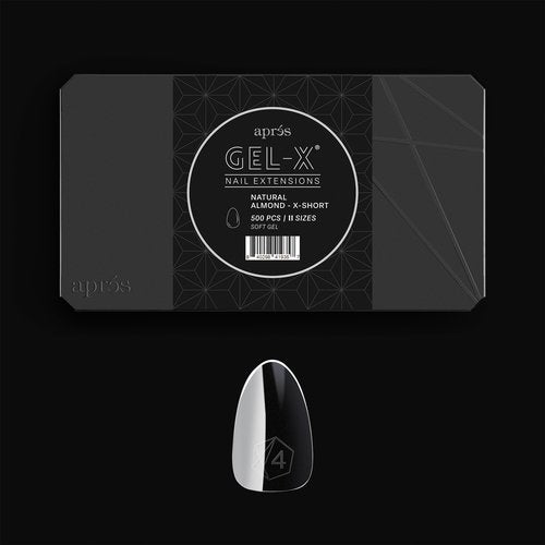Apres Gel-X® Soft Gel Tip Box | Natural Almond | 500pc Nail Tips, 11 Sizes 00-9, Premium Quality (Natural Almond Extra Short)