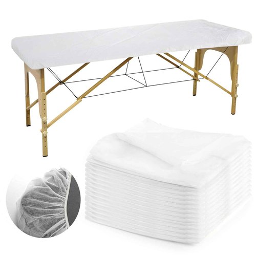 DEAYOU 30 PCS Disposable Fitted Massage Table Sheets, Elastic Spa Bed Covers, Breathable Non Woven Fabric Massage Table Protector for Tattoo, Hotel, Beauty Salon, Facial, Esthetician, 35" x 86", White