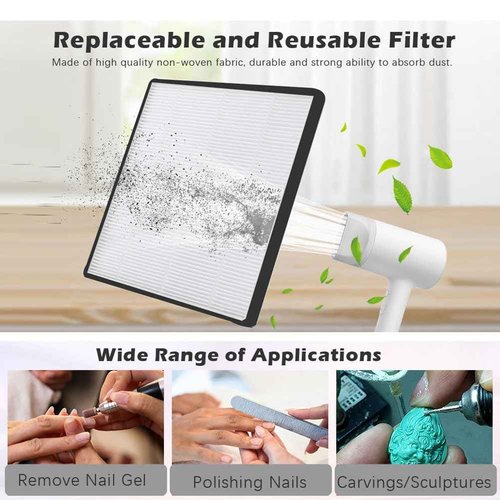 AONOLOVO Nail Dust Collector, Powerful Nail Vacuum Dust Collector Nail Tech Extractor Fan Manicure Tool for Acrylic Nails Removal, White