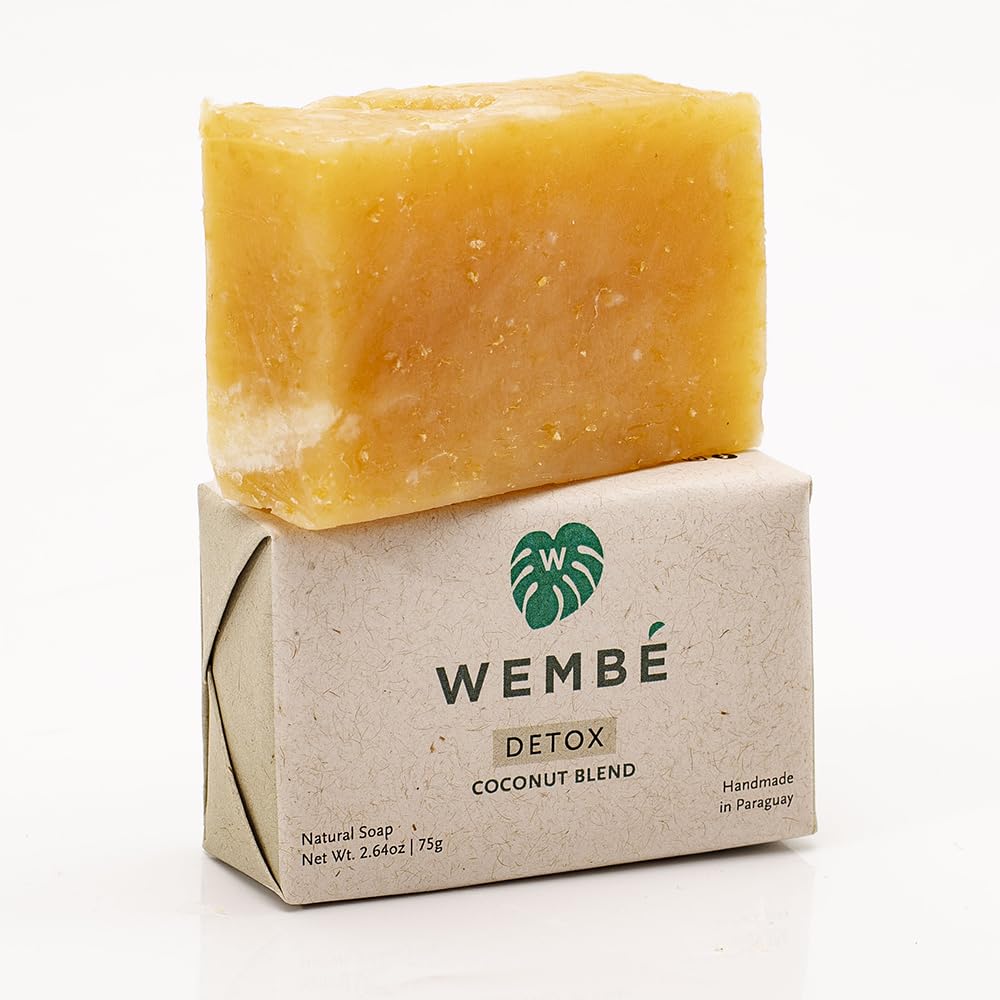 Wembé Soap Bar Handmade in Paraguay + Natural Essential Oils & Fruits - Detoxifying Coconut (2.64oz)