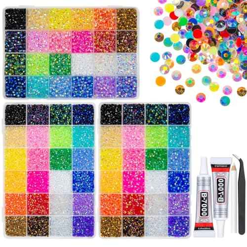3 Boxes 24 Color 3mm 4mm 5mm Jelly Resin Rhinestones Flatback Colorful Stones Gems Diamonds Charms for Nails Face Makeup Bedazzling Crafting Tumblers Bottles DIY Crafts Clothes Shoes Phones