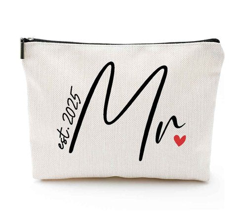 Vancsenia Mrs Est. 2025 Makeup Bag – Bridal Cosmetic Pouch, Wedding Gift for Bride, Future Mrs Canvas Travel Toiletry Bag, Engagement Gift for Her