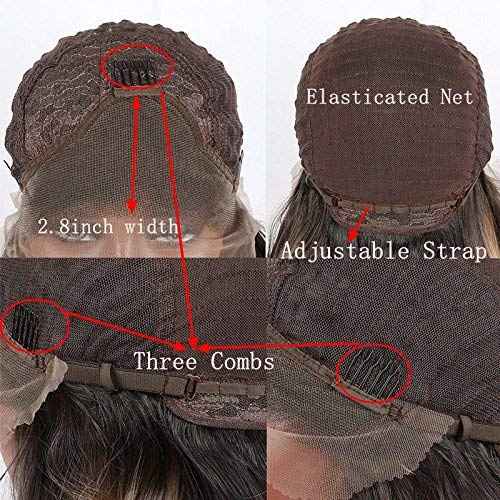 xiweiya wigs Brown with Dark Root Double Braids Synthetic Braided Lace Front Wig with Baby Hair Heat Resistant Fiber Middle Part for Women,Drag Queen Family Party Cosplay 24 inch