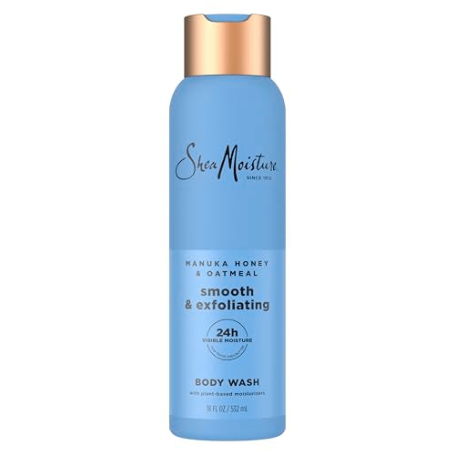 SheaMoisture Manuka Honey Oatmeal Body Wash Smooth & Exfoliating Smooth and Exfoliating body wash for 24H Visible Moisture for Healthy, Glowing Skin 18 oz