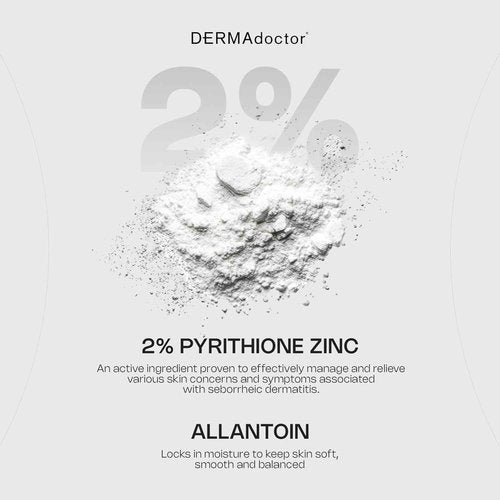 DERMAdoctor Seborrheic Dermatitis Face Wash – 2% Pyrithione Zinc Shampoo Dermatologist Formulated Dandruff Scalp Treatment – Pyrithione Zinc Face Wash and Body Cleanser for Sensitive Skin – 7.10 oz