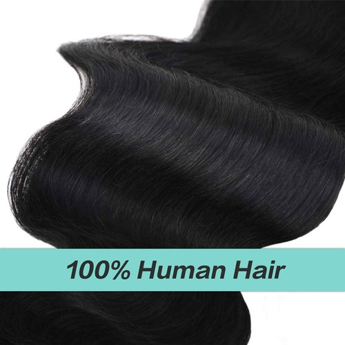 Humistwbiu Human Hair Body Wave Ponytail with Magic Paste Warp Around 100% Brazilian Virgin Human Hair Ponytail for Black Women Natural Color 18 Inch