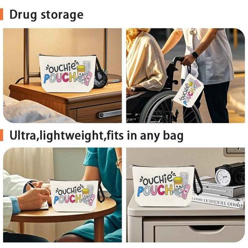 The Ouch Pouch Medicine First Aid Bag for Travel Camping Toiletry Bags with Zipper First Aid Kit Meds Storage Bag Funny Ouchie Pouch for Daughter Friend Birthday Christmas Gifts for Women Men