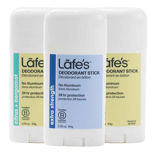 Lafe's Natural Deodorant | 2.25oz Aluminum Free Natural Deodorant Stick for Women & Men | Paraben & Baking Soda Free with 24-Hour Protection (Citrus & Bergamot/Extra Strength, 2.25 Ounce (3-Pack))