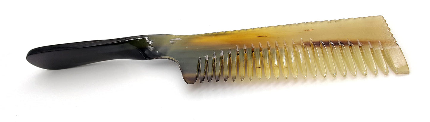 5MOONSUN5's Ox Horn Comb Premium Quality 100% Handmade Anti Static Natural Fine Horn Comb With twisted Handle- Professional Detangling Massage Fine tooth Comb A Great Gift - (8.5 inch)