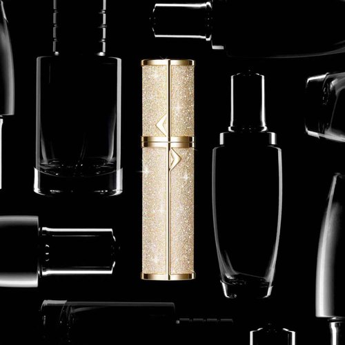 SAWOHO Travel Perfume Bottle Refillable,Perfume Travel Refillable Mini Spray Bottles Leather Cologne Dispenser, Portable Empty Spray Bottle Cologne Dispense Filling Atomizer 5ml (Golden)