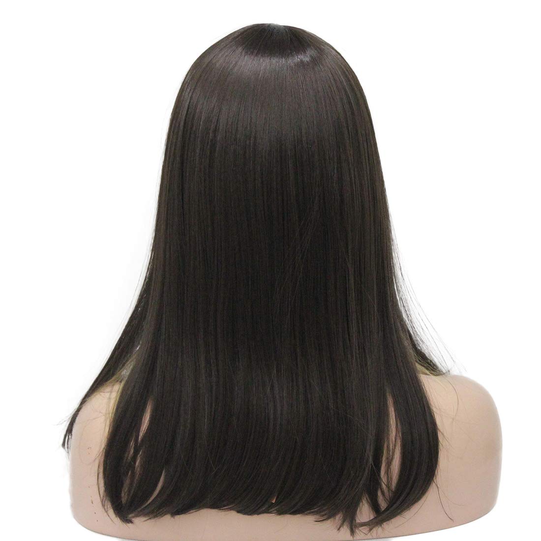 Lydell 14" Long Straight Wig Soft Heat Fiber Hair Cute Neat Bang Under Shoulder Full Wig (WR24B+6)