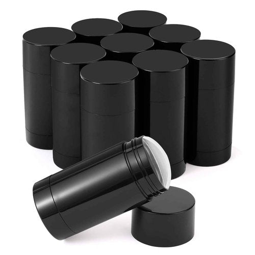 Sherules 10-Pack Empty Deodorant Containers Black - 2.5oz/75ml Refillable Bottom-Fill Tubes with Twist-Up for DIY Homemade Deodorant & Lip Balm