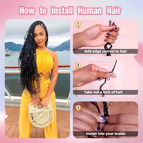 Human Braiding Hair, 2 Bundle 100g 16 Inch Boho Braids Human Hair 12A Deep Wave Bulk Brazilian Virgin No Weft Wavy Hair Extension for Boho Knotless Balayage Brown to Blonde
