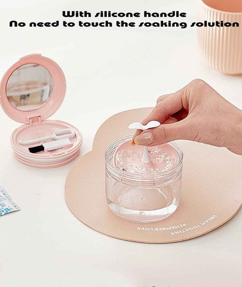 MURRI&MURRDI Retainer Mouth Guard Soak Container Box, Denture Bath Case with Strainer Basket, Braces Cleaner Cup Leak Proof, Travel Cleaning Storage Holder for Aligners Dental, Pink