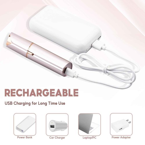 Facial Hair Removal for Women, Painless Hair Remover Device Lady Face Electric Razor for Lip, Chin,arms with USB Rechargeable Included 2 pc Replacement Heads