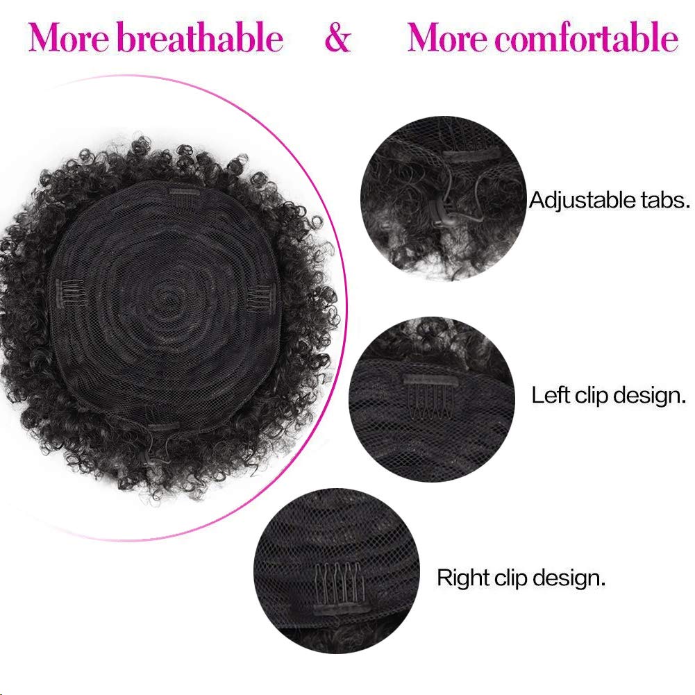 AISI QUEENS Afro Puff Drawstring Ponytail for Women, Black Afro Kinky Curly Hair Bun Synthetic Hairpieces Clip in Hair Extensions for Black Women(Extra Large,1B#)