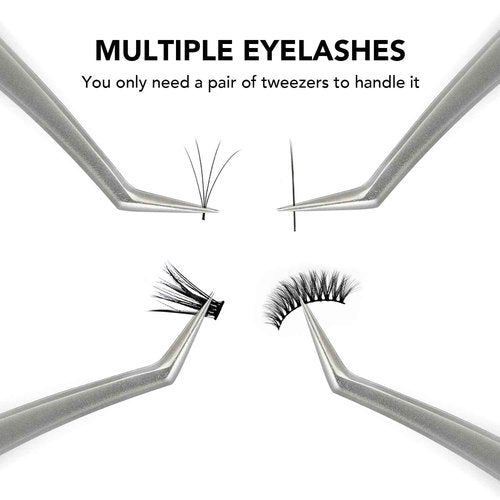 Lash Tweezers for Eyelash Extensions Stainless Steel Eyelash Tweezers for Extensions High Precision Fiber Tip Tweezers for Lash Extension Tweezer Professional Salon Use for Classic/Volume Anti-static