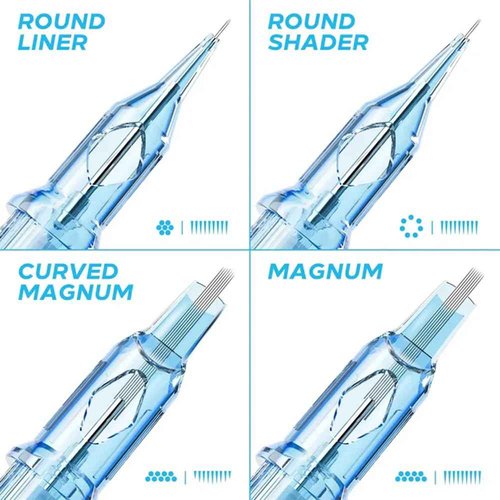 Tattoo Cartridges Needles, 20Pcs Tattoo Needles #06 Bugpin 3 Round Liner with Membrane Disposable Cartridges Tattoo Needles Long Taper for Permanent Makeup Tattoo Supplies (0603RLL)
