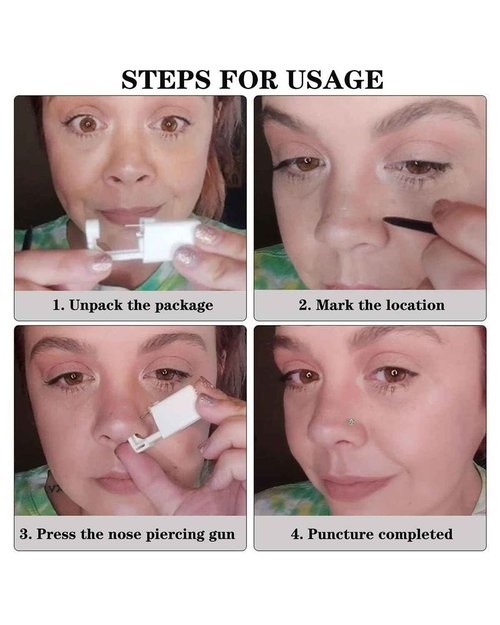 Nose Piercing Kit, Nose Pierce Kit Nose Piercing Gun Self Nose Piercing Gun Kit Nose Piercing Gun Kit Tool (White)