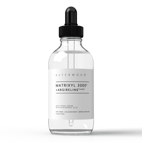 Asterwood Matrixyl 3000 + Argireline Serum with Hyaluronic Acid - Anti-Aging, Wrinkle Reducing, Collagen Boosting - Fragrance-Free - 4 Fl Oz