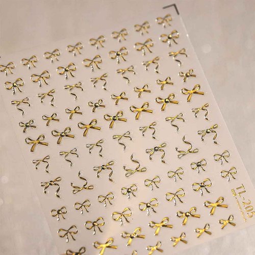 5D Embossed Bow Nail Art Stickers Gold Bow Knot Nails Stickers Self Adhesive Nail Decals Rhinestone Design Manicure for Women Nail Art Decorations