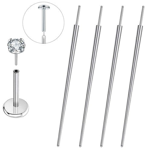 Lyuxzad G23 Titanium Threadless Piercing Taper, 4pcs 16G 18G Piercing Taper Insertion Pin Stainless Steel Assistant Tool