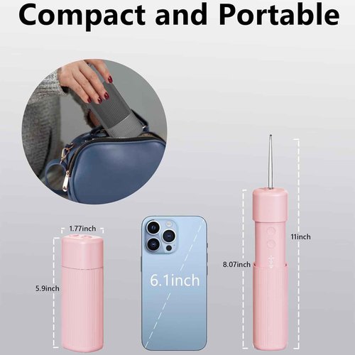 HUACO CARE Portable Mini Water Flosser, Oral Irrigator Water Teeth Cleaner Pick with Telescopic Water Tank,3 Modes & IPX7 Waterproof, Home & Travel (Pink)