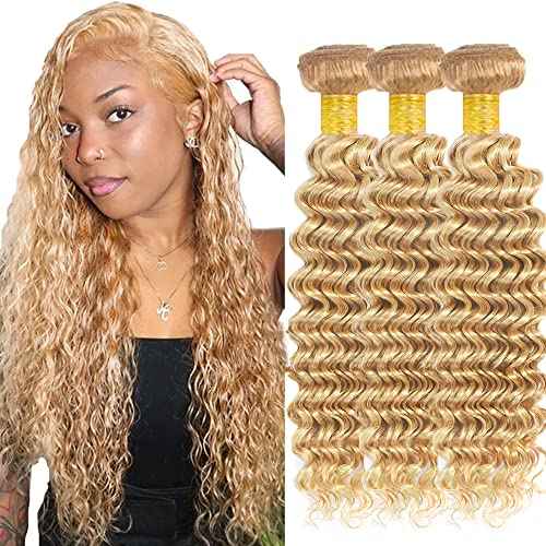 Blonde Bundles Human Hair 613 Bundles P27/613 Deep Wave Human Hair Bundle 18 18 18 inch Blonde Deep Wave Bundle