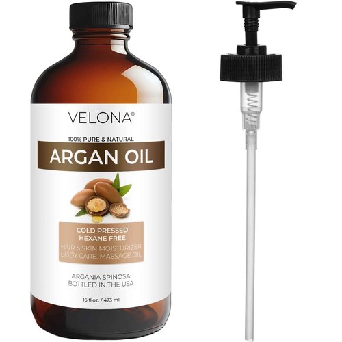 velona Argan Oil - 16 Fl Oz in Glass Bottle | 100% Pure and Natural | Morocco Oil | Skin, Body and Face Care | Nails Protector | Unrefined, Cold Pressed | Cap Kit