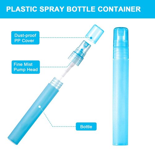 60 Pieces 10 ml Plastic Spray Bottles Empty Fine Mist Sprayer Bottles for Travel Essential Oils Perfume Supplies(Multicolored)