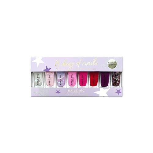Nails Inc 8 Days Of Nails Nail Polish Set, Limited Edition, Holiday Stocking Stuffer, Women & Girls, Quick Dry, Air Dry, High Shine, Long Lasting, Ultra Glossy, Manicure, Trendy 8 Piece Gift Set