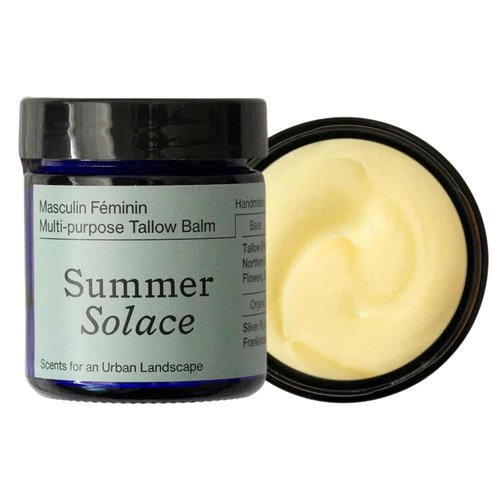 Summer Solace Tallow Balm Nourishing & Soothing Face & Body Cream Multi Purpose Hydrating Natural Moisturizer For Soft, Supple Skin Body Butter Tallow Hydrates Woodsy Scent 50ml (Masculin Féminin)