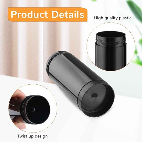 15 Pcs 60ml/2oz Plastic Deodorant Containers Empty Filling Stick Tube Deodorant Bottles for DIY Cosmetic Lotion Bar Sunscreen Lip Balm Crayon - Black