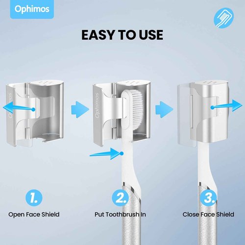 Ophimos Aluminum Alloy Toothbrush Head Cover/Cap/Protector Case,Travel Toothbrush Covers Long-lasting Toothbrush Head Caps for Most Electric/Manual Brushes, 2 Count