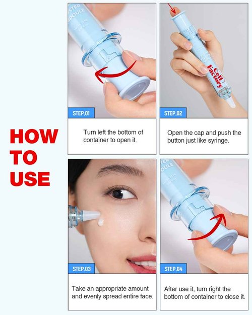 CELL FACTORY Aqua Booster Ampoule - Peptides 30,100ppm, Hydrating & Firming Serum with 8 Types of Hyaluronic Acid & & Squalane - Non-Sticky Refreshing Formula, Intensive Moisturization, 0.68 fl.oz.
