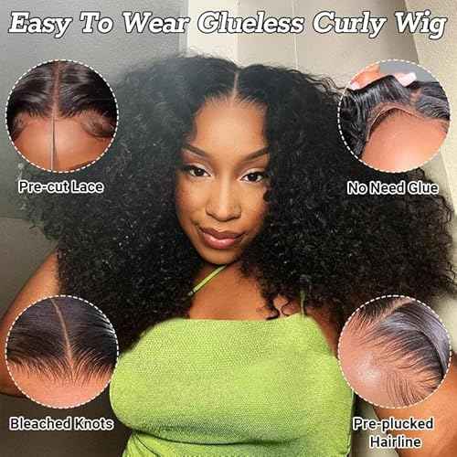 Asteria Curly Human Hair Wig 7x4 Ready To Wear Glueless Wigs Human Hair Pre Plucked Pre Cut Curly Lace Front Wigs Human Hair Wigs For Black Women 14 Inch