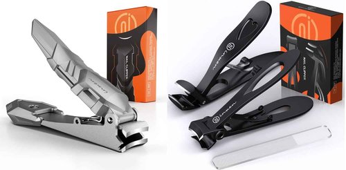 Toenail Clippers for Thick Nails for Seniors| INXEN Ergonomic Heavy Duty Angled Head Nail Clippers with Catcher | Premium Steel Wide Opening Fingernail Clippers Nail Cutter for Men & Women