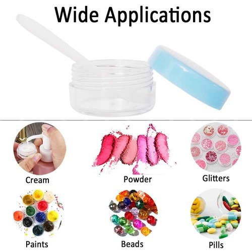 Wopanxye 12pack 10ml Makeup Sample Jars, BPA Free, Small Empty Cosmetic Container, Plastic Round Pot Blue Screw-up Cap Lid, 10g Jar for Lip Gloss Scrubs Salves Ointments Facial Creams Bath Lotions